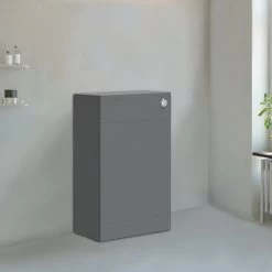 NRG 500mm Bathroom Toilet Back To Wall Unit With Concealed Cistern Furniture Units Gloss Grey