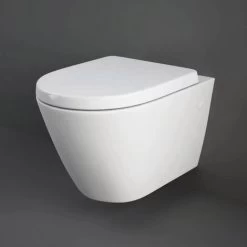 RAK Resort Wall Hung Toilet Rimless Pan & Seat, GROHE RAPID 1.13m SL 3 In 1 WC FRAME - Includes Shiny Chrome Flush Plate -Comfort Bathroom Store 34854692 2