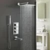 3 Dial 3 Way Concealed Thermostatic Overhead Shower With Handset And Bath Filler