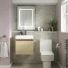 Nuie Merit Wall Hung 1-Door Vanity Unit With Slimline Basin 500mm Wide - Natural Oak