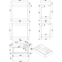 Nuie Merit Wall Hung 1-Door Vanity Unit With Slimline Basin 500mm Wide - Natural Oak -Comfort Bathroom Store 35018965 2