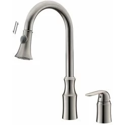 Brushed Nickel Countertop Sink Mixer Tap - Saona -Comfort Bathroom Store 35172642 5