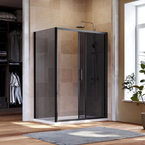 ELEGANT Black Shower Enclosure Sliding 1000 X 800 Mm Bathroom 8mm Nano Glass Shower Enclosure Easy Clean With 800mm Side Panel + Shower Tray And Waste 4 ELEGANT Black Shower Enclosure Sliding 1000 X 800 Mm Bathroom 8mm Nano Glass Shower Enclosure Easy Clean With 800mm Side Panel + Shower Tray And Waste - Image 2