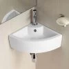 Tulla 450 X 325mm Cloakroom Small Quarter Circle Corner Wall Hung Basin Sink And Waste