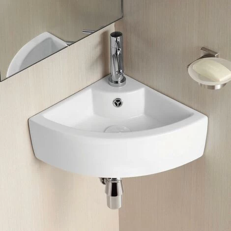 Tulla 450 X 325mm Cloakroom Small Quarter Circle Corner Wall Hung Basin Sink And Waste 3 Tulla 450 X 325mm Cloakroom Small Quarter Circle Corner Wall Hung Basin Sink And Waste