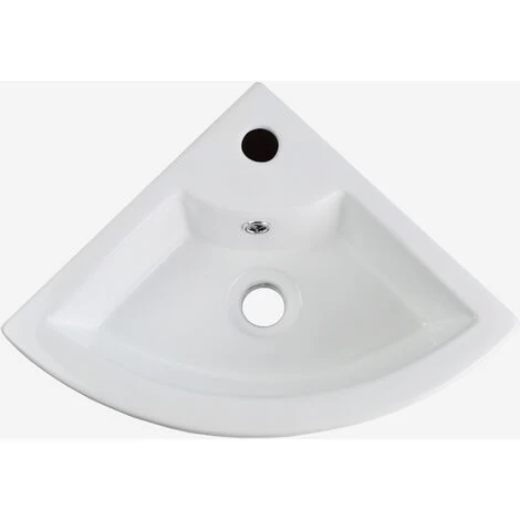 Tulla 450 X 325mm Cloakroom Small Quarter Circle Corner Wall Hung Basin Sink And Waste 4 Tulla 450 X 325mm Cloakroom Small Quarter Circle Corner Wall Hung Basin Sink And Waste - Image 2