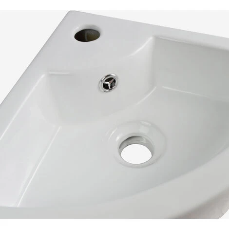 Tulla 450 X 325mm Cloakroom Small Quarter Circle Corner Wall Hung Basin Sink And Waste 5 Tulla 450 X 325mm Cloakroom Small Quarter Circle Corner Wall Hung Basin Sink And Waste - Image 3