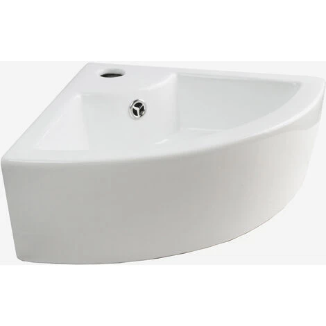 Tulla 450 X 325mm Cloakroom Small Quarter Circle Corner Wall Hung Basin Sink And Waste 6 Tulla 450 X 325mm Cloakroom Small Quarter Circle Corner Wall Hung Basin Sink And Waste - Image 4