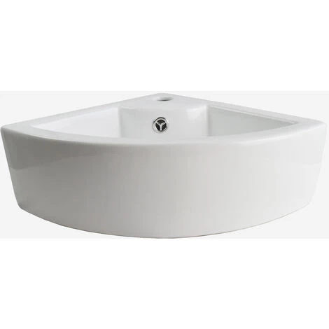 Tulla 450 X 325mm Cloakroom Small Quarter Circle Corner Wall Hung Basin Sink And Waste 7 Tulla 450 X 325mm Cloakroom Small Quarter Circle Corner Wall Hung Basin Sink And Waste - Image 5