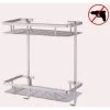 Two Tier Shower Basket Shelf With Hanging Sponge And Razor Hooks Shampoo Holder Organizer Wall Mounted Bathroom Shelf No Adhesive Silver -Comfort Bathroom Store 35398703 1