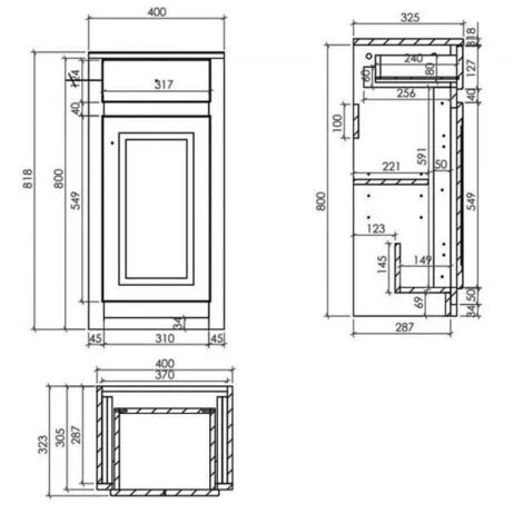 Orbit Classica Traditional Side Cabinet 400mm Wide 1-Drawer And 1-Door - Charcoal Grey 4 Orbit Classica Traditional Side Cabinet 400mm Wide 1-Drawer And 1-Door - Charcoal Grey - Image 2