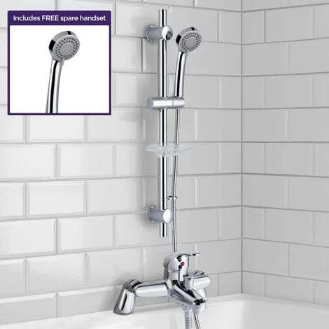Elford Bath Filler Shower Mixer Tap & Slider Rail Handset Kit Chrome 5 Elford Bath Filler Shower Mixer Tap & Slider Rail Handset Kit Chrome - Image 3
