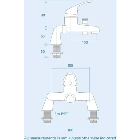 Elford Bath Filler Shower Mixer Tap & Slider Rail Handset Kit Chrome 6 Elford Bath Filler Shower Mixer Tap & Slider Rail Handset Kit Chrome - Image 4