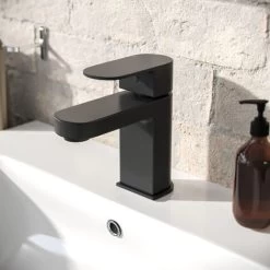 Eclipse Contemporary Matte Black Basin Sink Mono Mixer Tap And Waste -Comfort Bathroom Store 35548783 2
