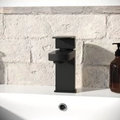 Eclipse Contemporary Matte Black Basin Sink Mono Mixer Tap And Waste -Comfort Bathroom Store 35548783 3