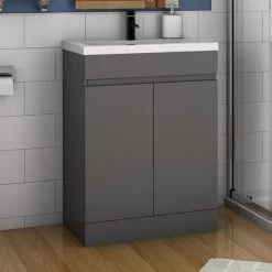 500mm Floor Standing Bathroom Vanity Unit With Basin-Doors,Matte Grey