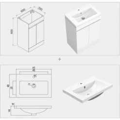 600mm Modern Bathroom Vanity Unit Basin Storage 2 Doors Cabinet Furniture Matte White -Comfort Bathroom Store 35899527 4