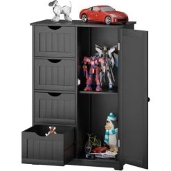 Bathroom Floor Cabinet Storage Cupboard Organizer W/Adjustable Shelf & 4 Drawers -Comfort Bathroom Store 36747056 4