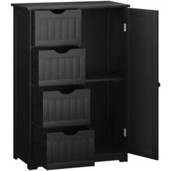 Bathroom Floor Cabinet Storage Cupboard Organizer W/Adjustable Shelf & 4 Drawers -Comfort Bathroom Store 36747056 5