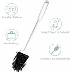 Toilet Brush, Silicone Toilet Brush, Strong Decontamination Silicone Toilet Brush Holder With Extended Handle, Very Suitable For Corners And Small Spaces Between Toilet And Wall -Comfort Bathroom Store 37617440 3