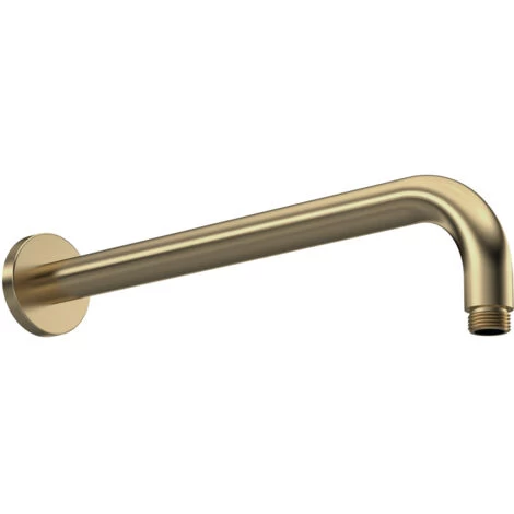 Nuie Arvan Round Wall Mounted Shower Arm 335mm Length - Brushed Brass 3 Nuie Arvan Round Wall Mounted Shower Arm 335mm Length - Brushed Brass