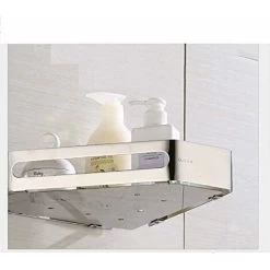 Corner Bathroom Shower Shelf 304 Stainless Steel Polishing Treatment Triangular Bathroom Shelf Silver 2 Piece Shelves -Comfort Bathroom Store 37826219 3