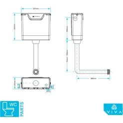 VIVA Slimline Concealed Dual Flush WC Toilet Cistern Bottom OR Side Entry With Pipe 11 VIVA Slimline Concealed Dual Flush WC Toilet Cistern Bottom OR Side Entry With Pipe -Comfort Bathroom Store 37911558 5