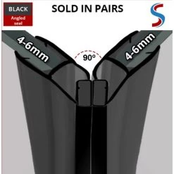 Black Magnetic Shower Seal For Screens Or Doors | Fits 4, 5 Or 6mm Glass | Sold As Pairs | MAG004B (200cm) -Comfort Bathroom Store 38107068 3