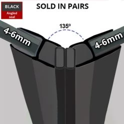 Black Magnetic Shower Seal For Screens Or Doors | Fits 4, 5 Or 6mm Glass | Sold As Pairs | MAG001B (200cm) -Comfort Bathroom Store 38107077 3