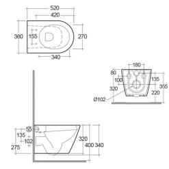 RAK Resort Rimless Wall Hung Toilet Pan & Soft Close Seat - RSTWHPAN/SC -Comfort Bathroom Store 38511606 4