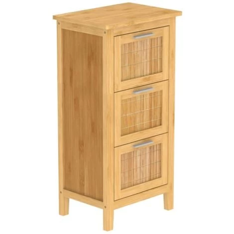 Bathroom Cabinet With 3 Drawers Bamboo 30x42x82 Cm EISL 3 Bathroom Cabinet With 3 Drawers Bamboo 30x42x82 Cm EISL