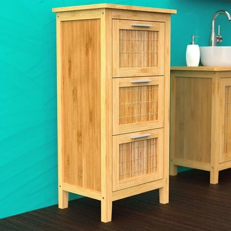 Bathroom Cabinet With 3 Drawers Bamboo 30x42x82 Cm EISL 4 Bathroom Cabinet With 3 Drawers Bamboo 30x42x82 Cm EISL - Image 2