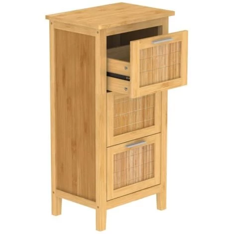 Bathroom Cabinet With 3 Drawers Bamboo 30x42x82 Cm EISL 6 Bathroom Cabinet With 3 Drawers Bamboo 30x42x82 Cm EISL - Image 4