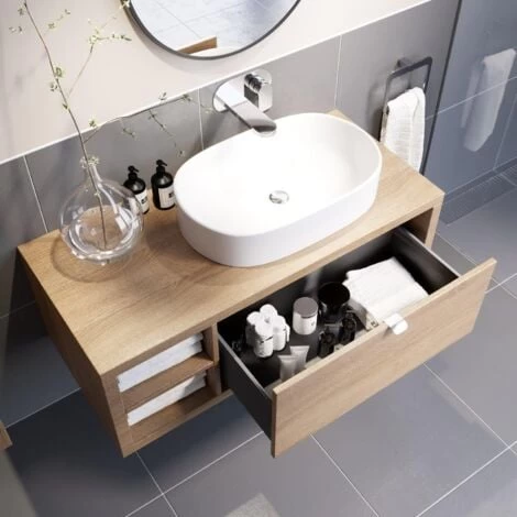 Bathroom Wall Hung Vanity Unit Sink Cabinet Wash Basin Sink Storage Drawer 1100 6 Bathroom Wall Hung Vanity Unit Sink Cabinet Wash Basin Sink Storage Drawer 1100 - Image 4