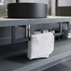 Bathroom Wall Hung Floating Shelf Wash Basin Sink Towel Rail Storage Grey 1100 -Comfort Bathroom Store 38890784 4