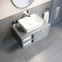 Bathroom Wall Hung Vanity Unit Sink Cabinet Wash Basin Sink Storage Drawer 800mm 9 Bathroom Wall Hung Vanity Unit Sink Cabinet Wash Basin Sink Storage Drawer 800mm -Comfort Bathroom Store 38891005 3