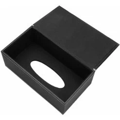 PU Leather Cosmetic Tissue Dispenser, 25 14 9.5cm (Black) SOEKAVIA -Comfort Bathroom Store 38917003 3