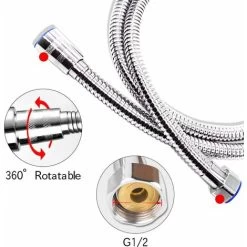 Shower Hose 2m, Universal Extendable Shower Hose Shower Head Explosion-proof, Anti-Twist And Anti-Corrosion Stainless Steel Hose, Double Loop Encryption SOEKAVIA -Comfort Bathroom Store 38918375 2