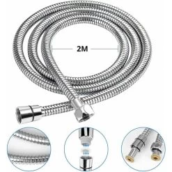 Shower Hose 2m, Universal Extendable Shower Hose Shower Head Explosion-proof, Anti-Twist And Anti-Corrosion Stainless Steel Hose, Double Loop Encryption SOEKAVIA -Comfort Bathroom Store 38918375 4