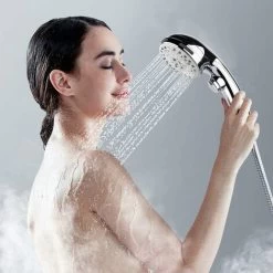 Handheld Shower Head With Hose -5 Spray Settings Removable High Pressure Shower Head With On / Off Switch -Chrome (A) SOEKAVIA -Comfort Bathroom Store 38919627 5