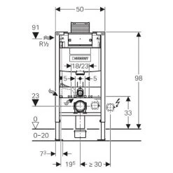 Geberit Duofix Wall-hung WC Element, H: 98 Cm, With Omega Concealed Cistern (111.030.00.1) 6 Geberit Duofix Wall-hung WC Element, H: 98 Cm, With Omega Concealed Cistern (111.030.00.1) -Comfort Bathroom Store 39021504 2