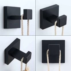 Towel Hook Matte Black, SUS304 Stainless Steel Coat Robe Hook, Hand Towel Holder, Modern Industrial Style Bathroom Wall Hook -Comfort Bathroom Store 39439003 3