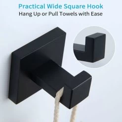 Towel Hook Matte Black, SUS304 Stainless Steel Coat Robe Hook, Hand Towel Holder, Modern Industrial Style Bathroom Wall Hook -Comfort Bathroom Store 39439003 4