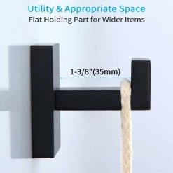 Towel Hook Matte Black, SUS304 Stainless Steel Coat Robe Hook, Hand Towel Holder, Modern Industrial Style Bathroom Wall Hook -Comfort Bathroom Store 39439003 5