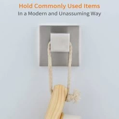 Bathroom Towel Hook Brushed Nickel, SUS304 Stainless Steel Hand Towel Rack, Square Coat Robe Hook, Wall Mount -Comfort Bathroom Store 39439004 5