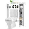 Adjustable Over Toilet Bathroom Storage Rack W/ Side Cabinet & Paper Holder -Comfort Bathroom Store 39664441 1