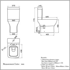 Close Coupled Toilet Square Soft Close Seat Short Projection Bathroom WC -Comfort Bathroom Store 39664840 3