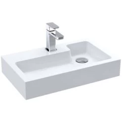 Nuie Merit Wall Hung 1-Door Vanity Unit With Slimline Basin 500mm Wide - Gloss White 9 Nuie Merit Wall Hung 1-Door Vanity Unit With Slimline Basin 500mm Wide - Gloss White -Comfort Bathroom Store 39911145 3