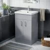 Nanuya 500mm Light Grey Floor Standing Vanity With 2 Doors & Basin - Flat Pack -Comfort Bathroom Store 40425137 1