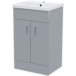 Nanuya 500mm Light Grey Floor Standing Vanity With 2 Doors & Basin - Flat Pack -Comfort Bathroom Store 40425137 5